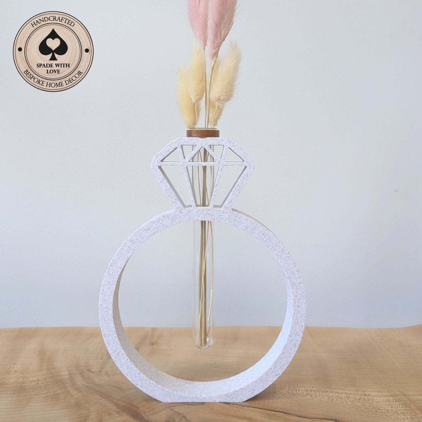 3d Printed Personalised Engagment Gift Flower Holder - white - black - pink - blue - grey-