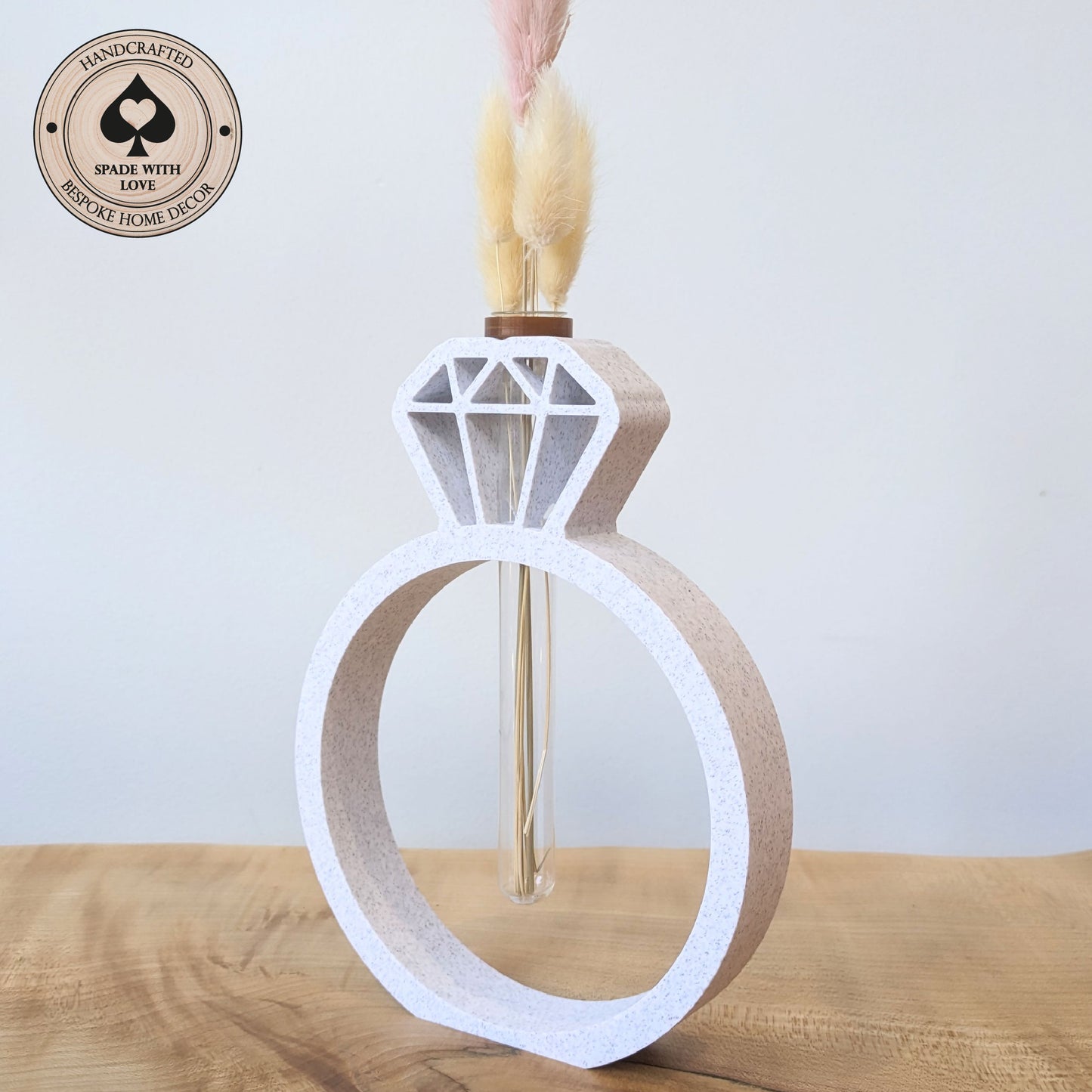 3d Printed Personalised Engagment Gift Flower Holder - white - black - pink - blue - grey-