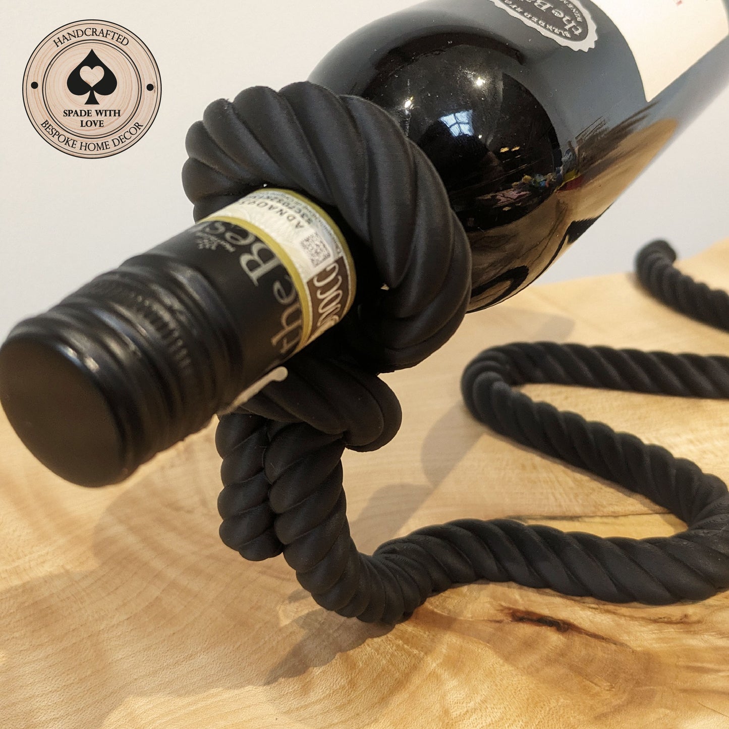 3d Printed Rope Wine Bottle Holder - Floating Wine Bottle - Black