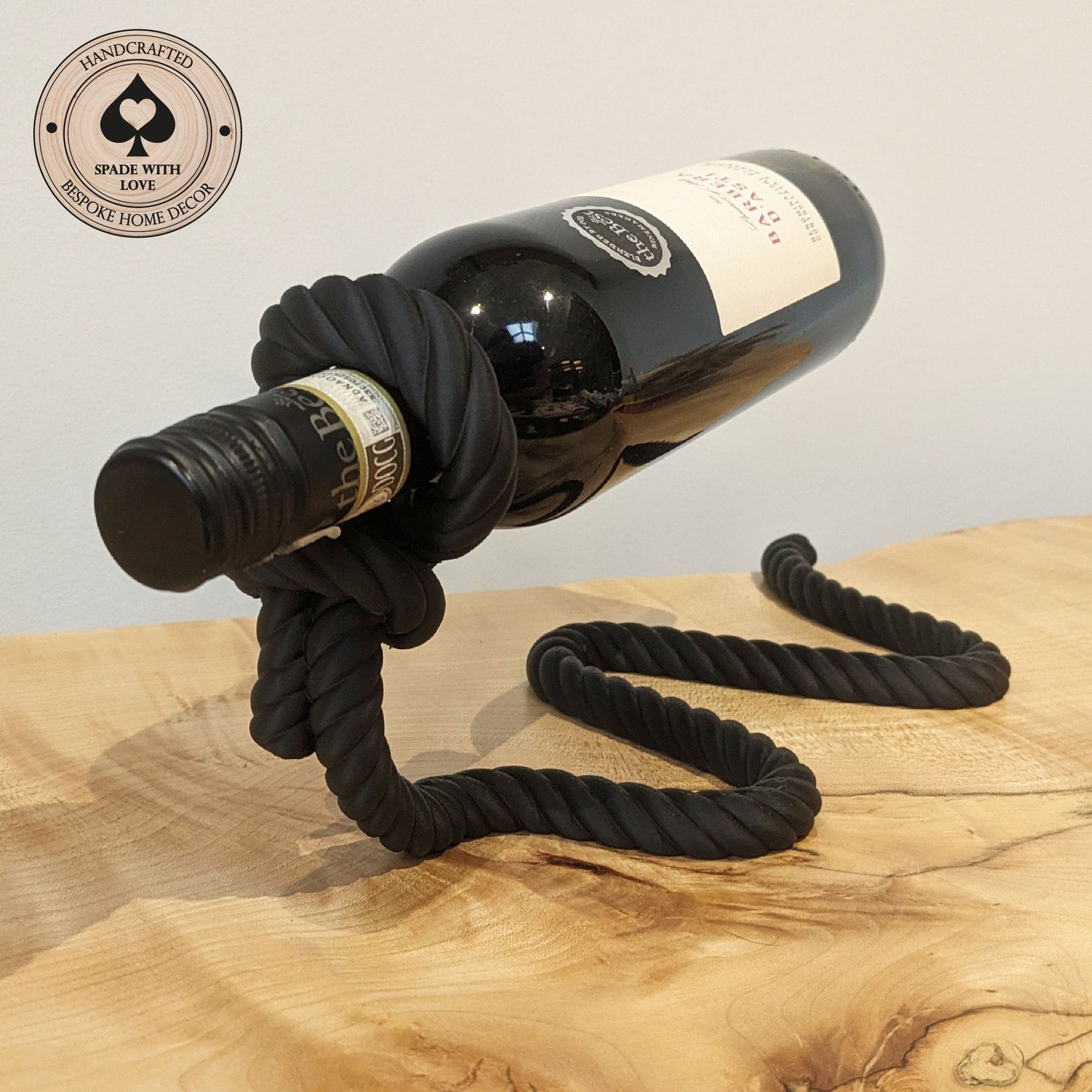 3d Printed Rope Wine Bottle Holder - Floating Wine Bottle - Black