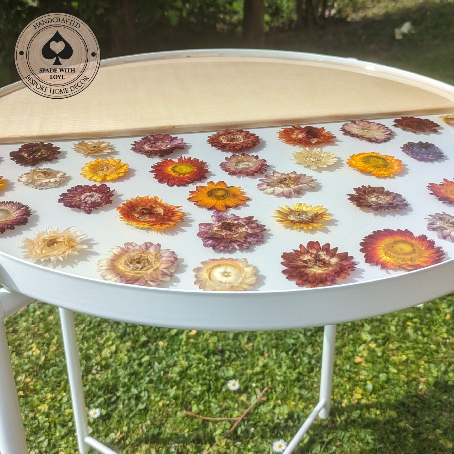 Bespoke Made Resin and Flower Side Table - Personalised Side Table - Encapsulation