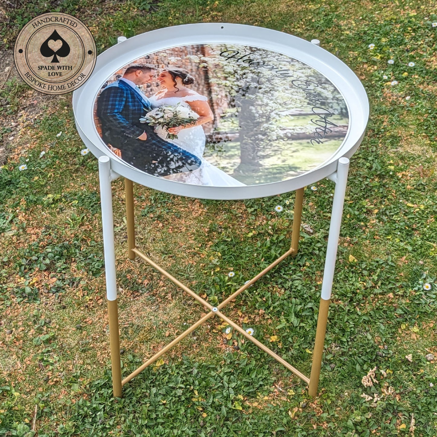 Bespoke Made Side End Table - Custom Printed Personalised photo - Personalised Side Table