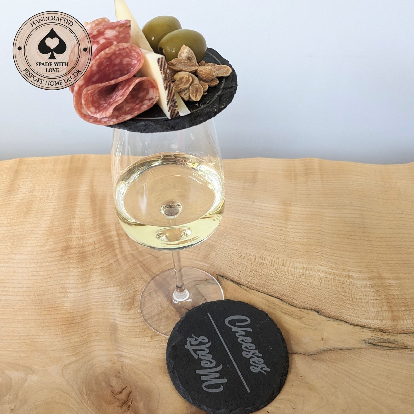 Charcuterie Wine Toppers - Personalised Slate Wine Toppers - Glass Toppers