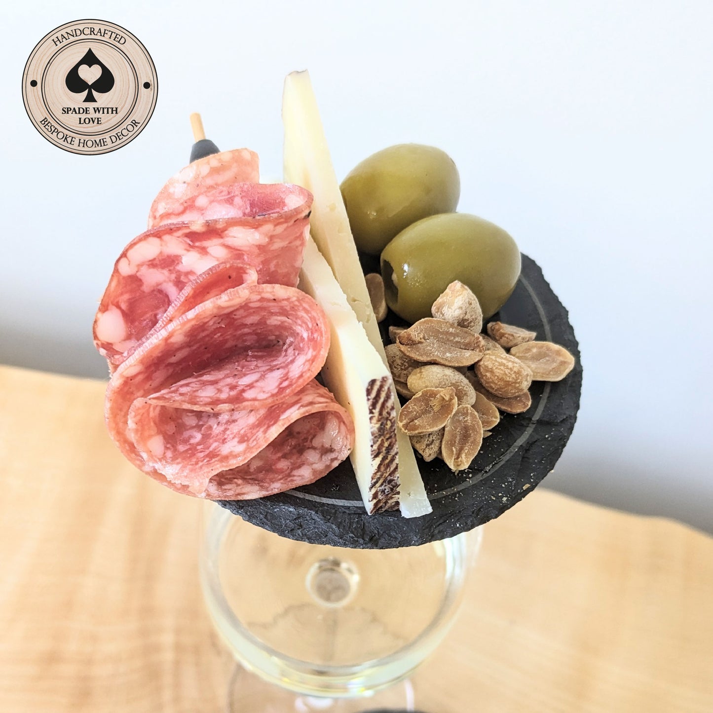 Charcuterie Wine Toppers - Personalised Slate Wine Toppers - Glass Toppers