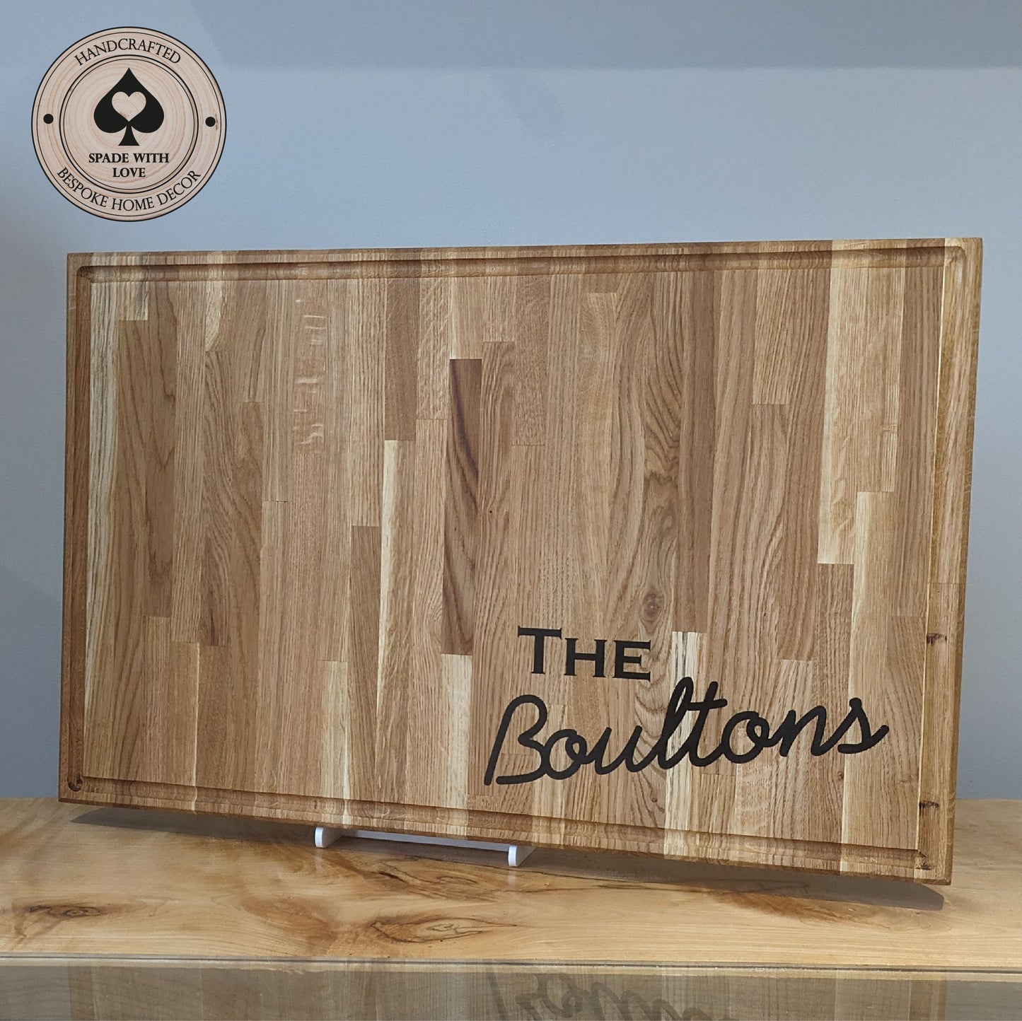 Solid Oak Personalised Chopping Board with Laser engraving and Resin Infill
