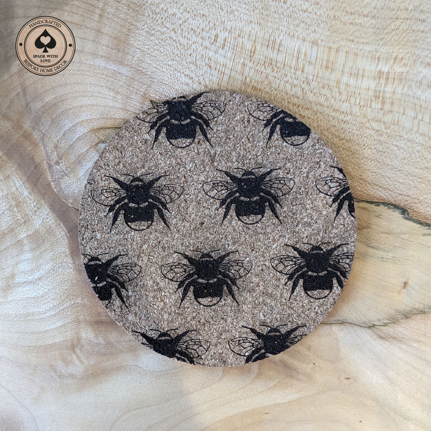 Cork Coasters - Laser Engraved Bee's