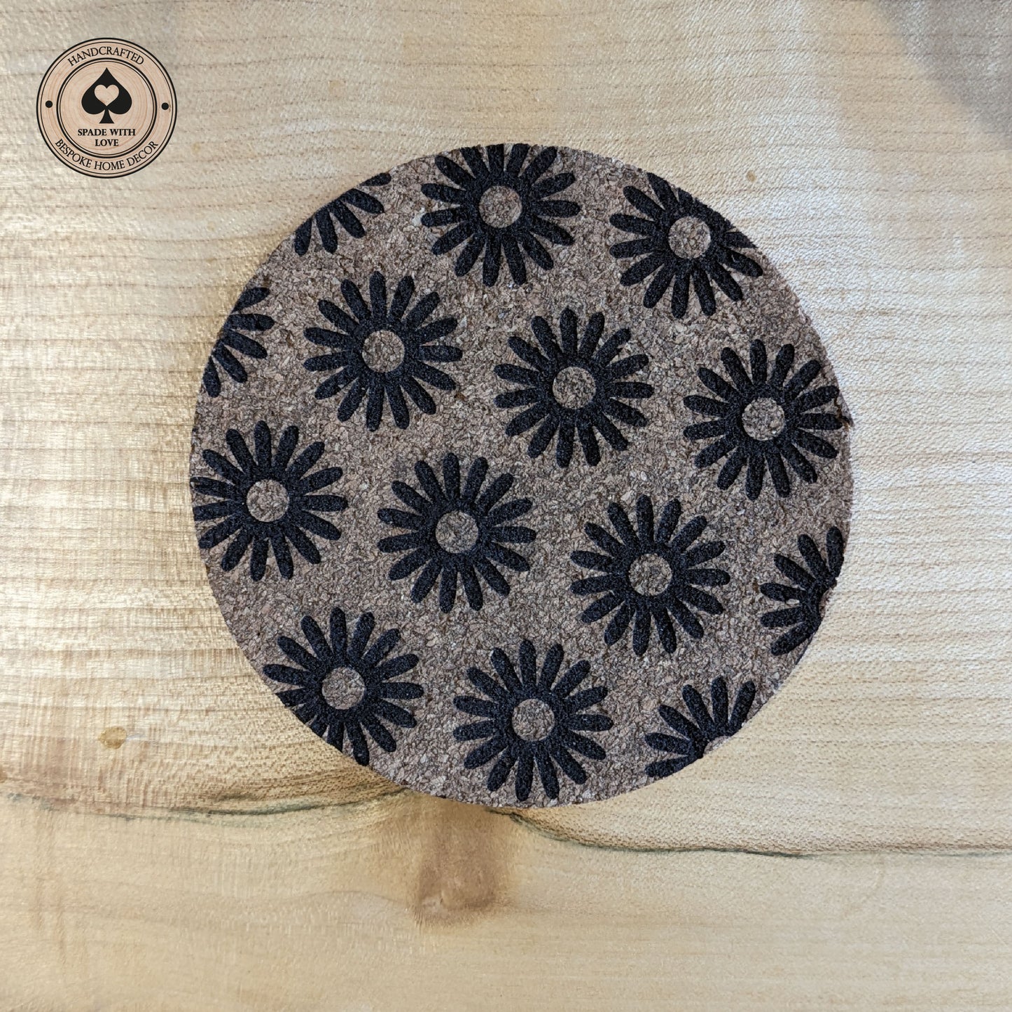 Cork Coasters - Laser Engraved Flowers