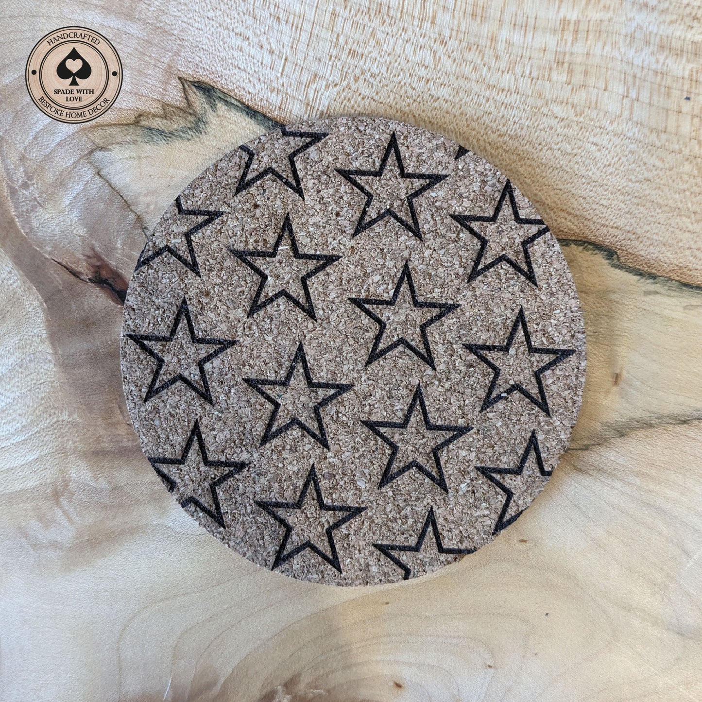 Cork Coasters Laser Engraved Stars