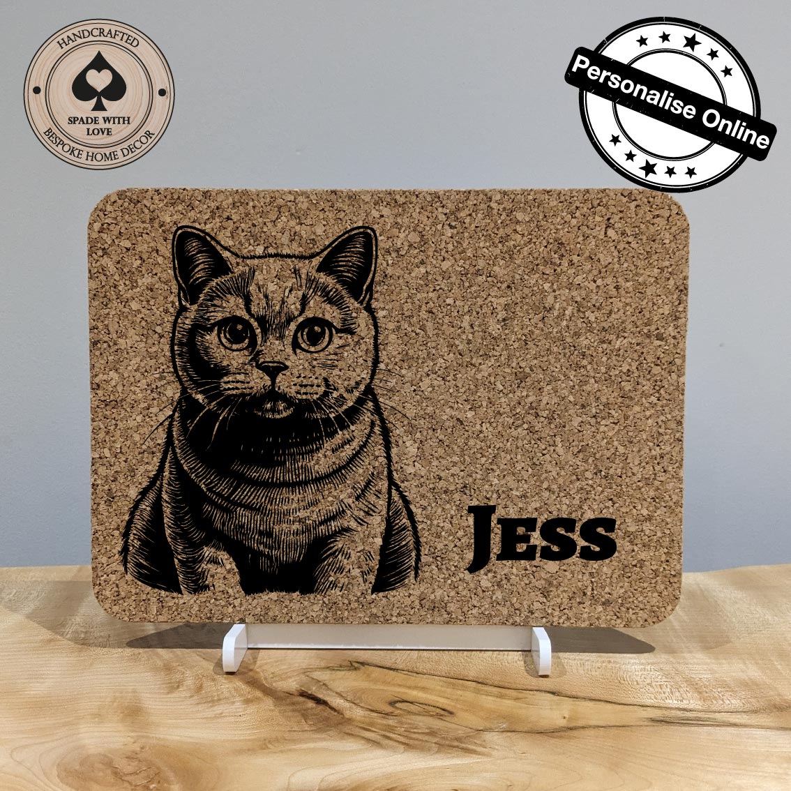 Cork Placemat - Personalised Cat Laser engraved Pet Gifts- Cat Pet Gifts