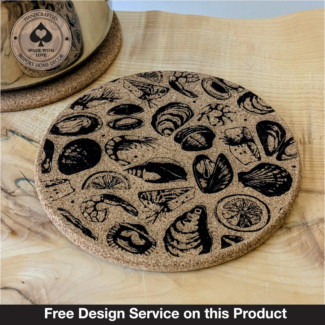 Custom Cork Trivet - Custom Cork Heat Mat - Heat Mat - Shellfish Cork Heat Mat