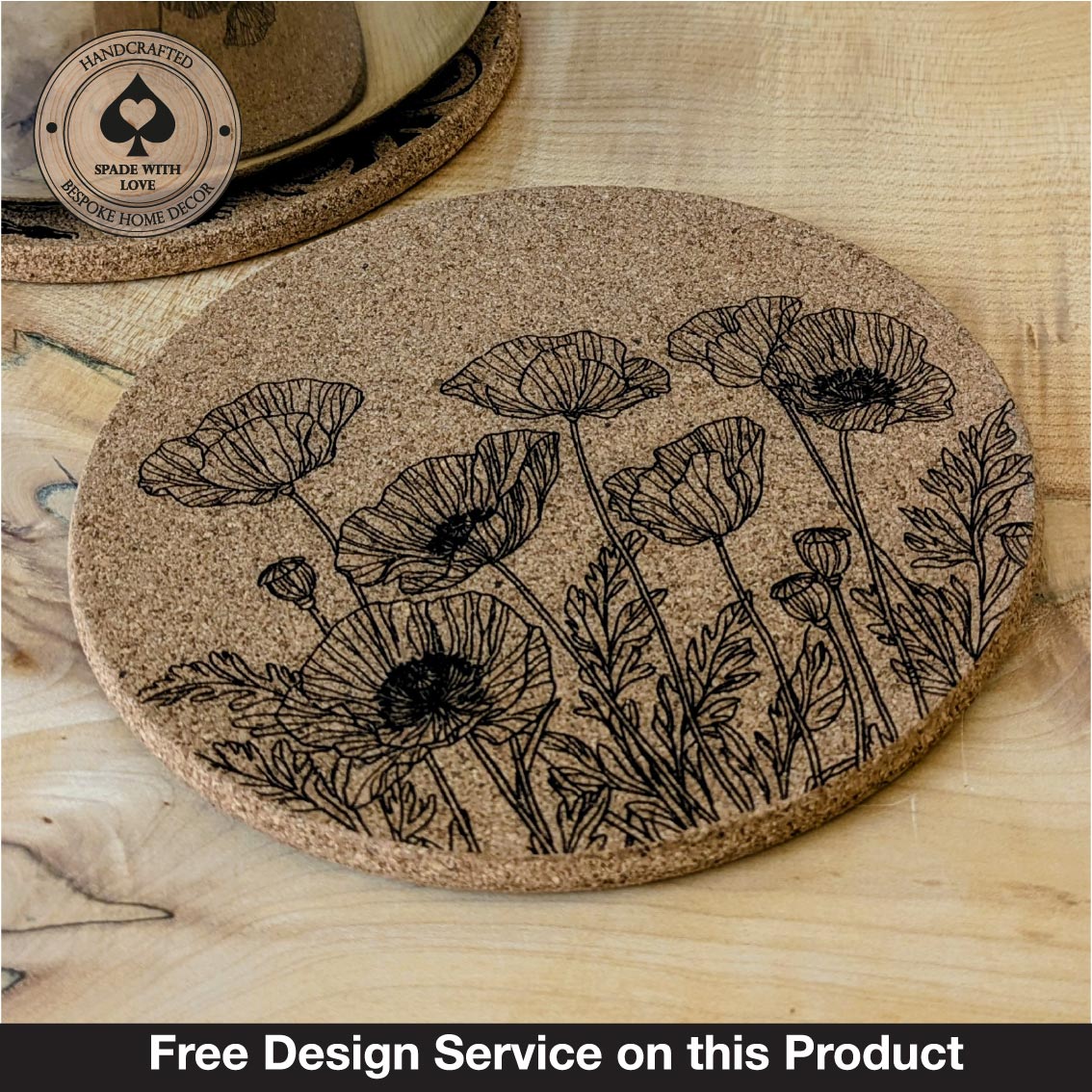 Flower Cork Heat matCustom Cork Trivet - Custom Cork Heat Mat - Heat Mat - Patterned Heat Mat