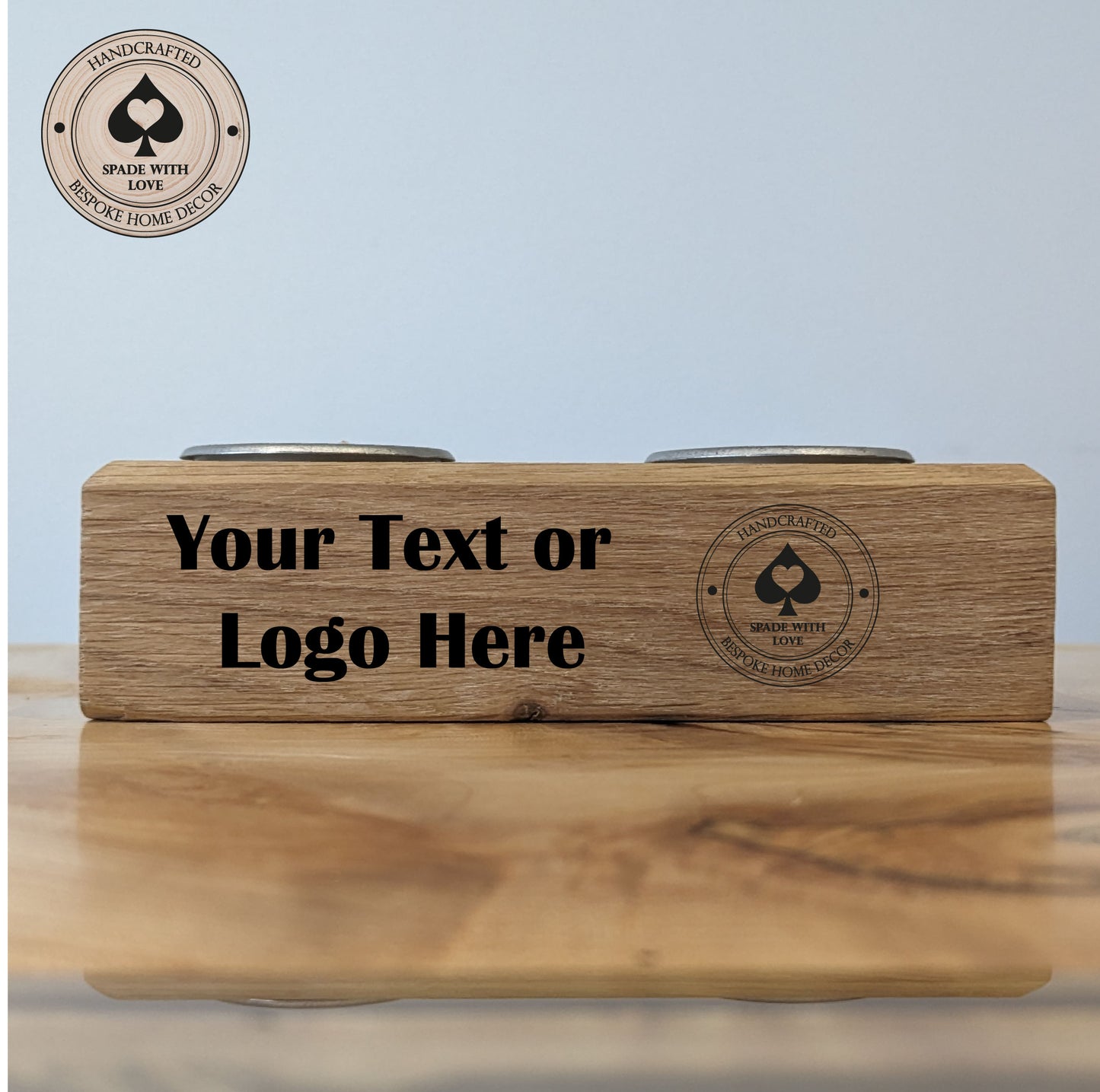 Oak Tealight Holder - Double