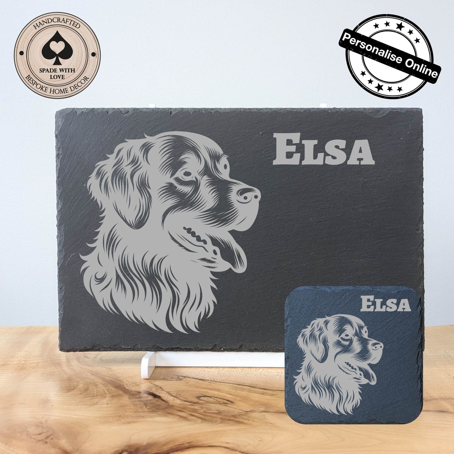 Perosnalised Slate Placemats - Personalised Slate Dog Placemat - Personalised Retriever Placemat