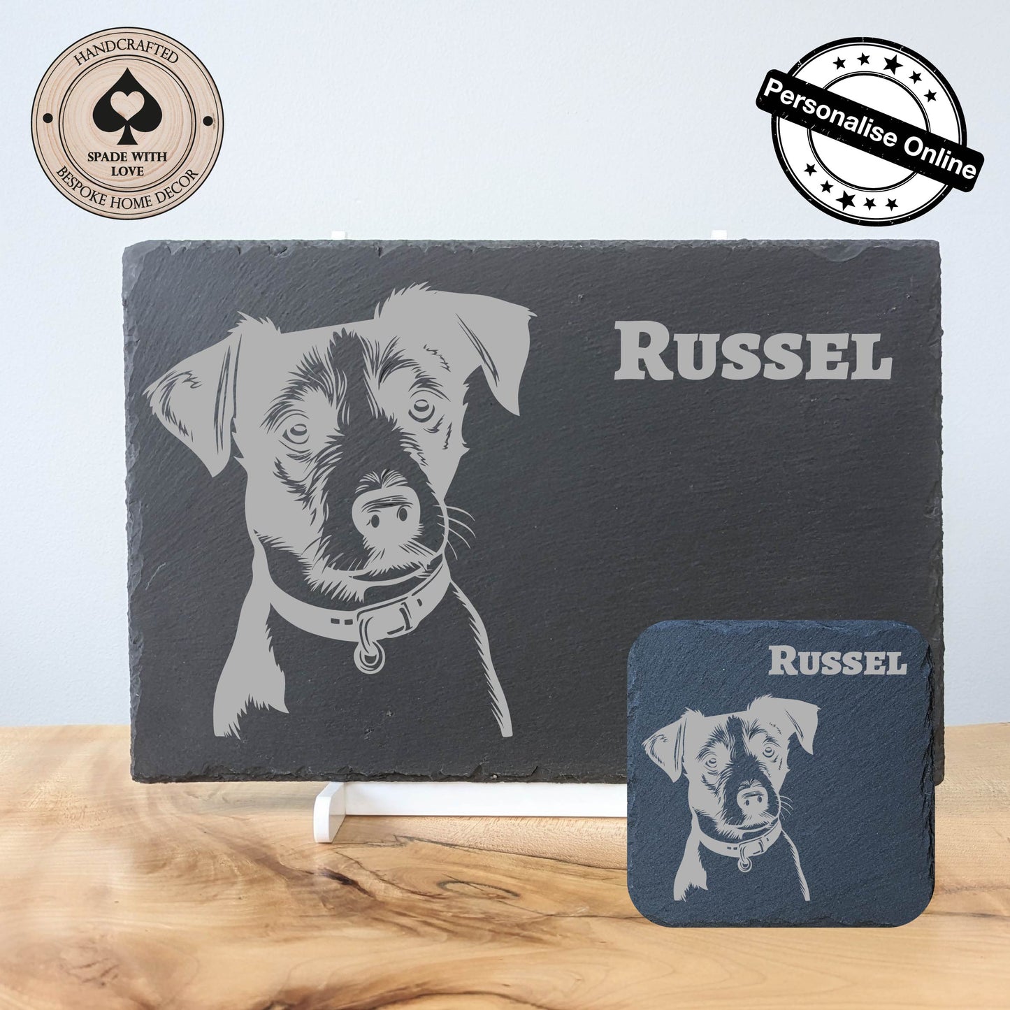 Perosnalised Slate Placemats - Personalised Slate Dog Placemat - Personalised Jack Russel Placemat