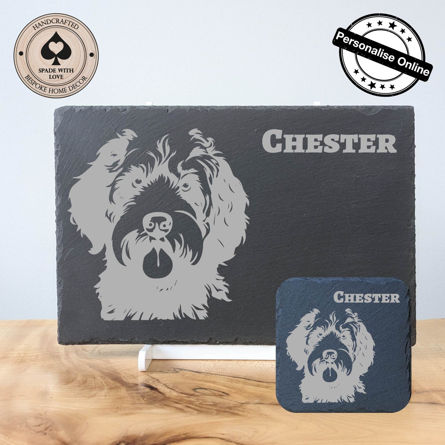 Perosnalised Slate Placemats - Personalised Slate Dog Placemat - Personalised Cockapoo Placemat