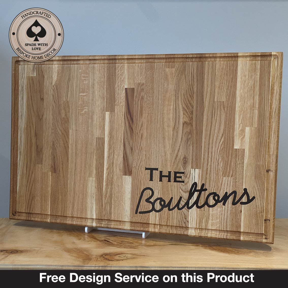 Personalised Chopping Board - Solid Oak Personalised Chopping Board - Laser Engraved Chopping Board - Free Design Service