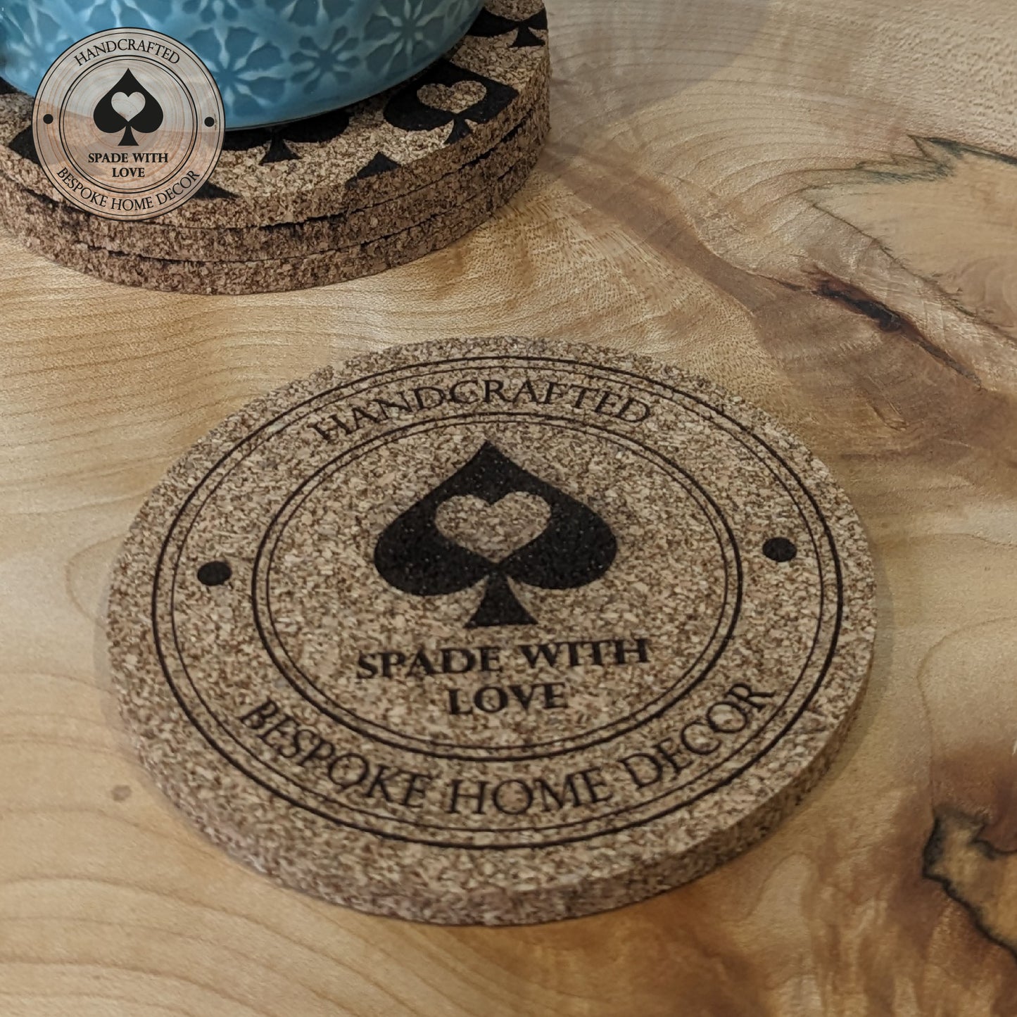 Personalised Cork Coaster - Design Your Own - Your Bespoke Design- Free Design Service