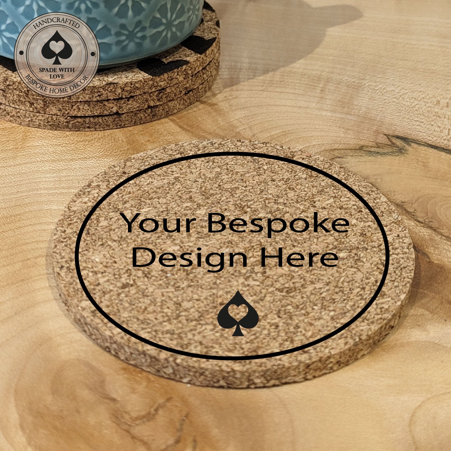 Personalised Cork Coaster - Design Your Own - Your Bespoke Design- Free Design Service