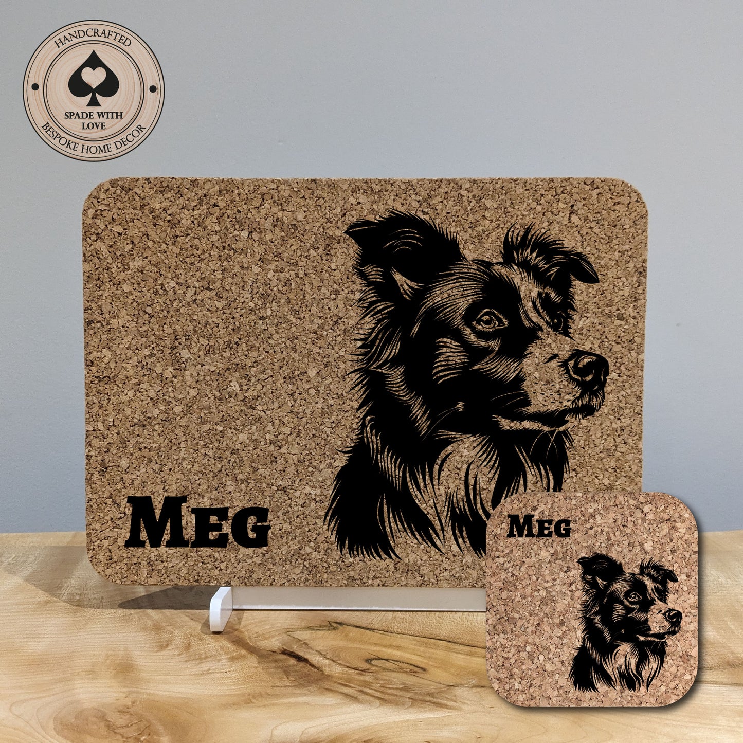 Personalised Cork Placemat. Personalised dog coaster.