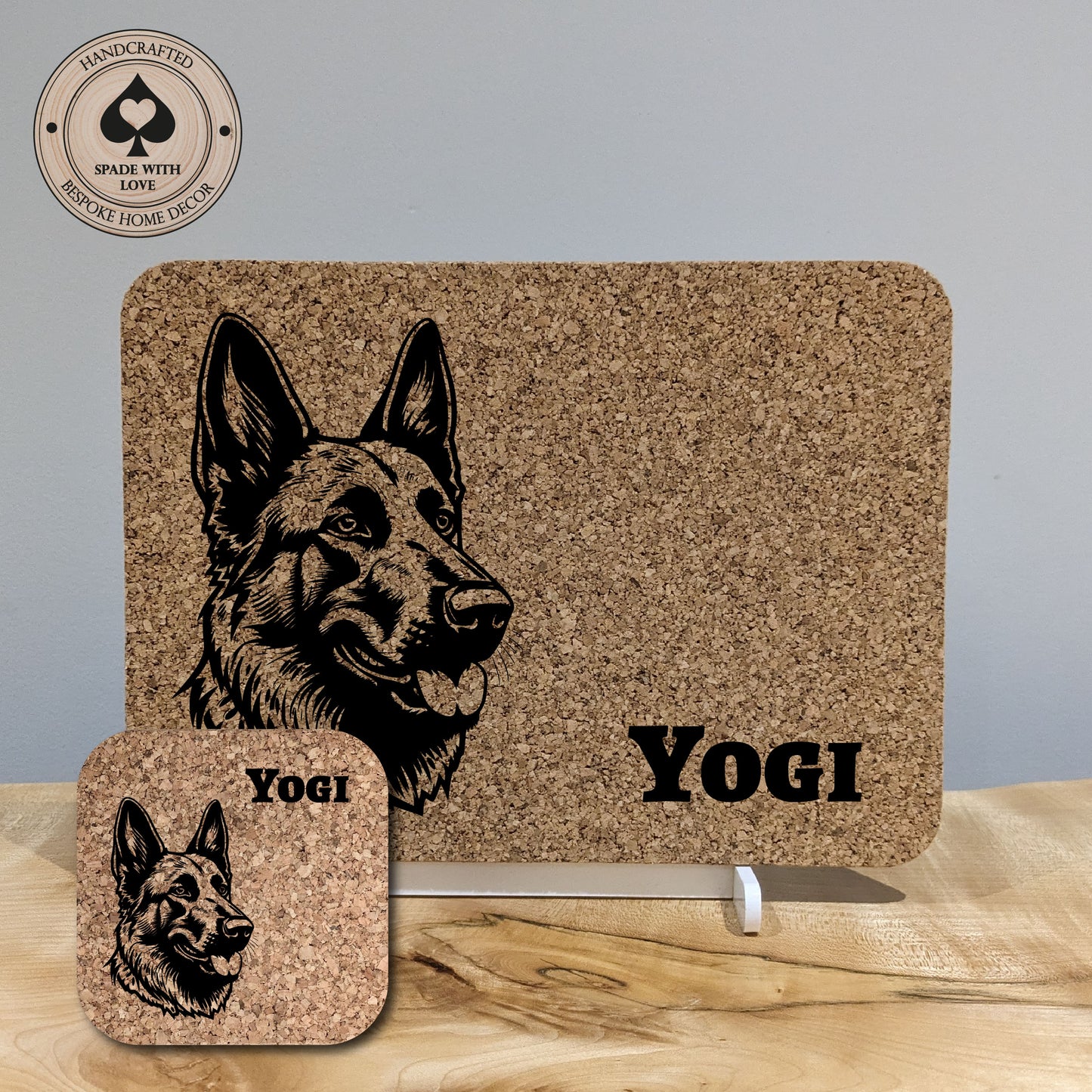 Personalised Cork Placemat. Personalised dog coaster.