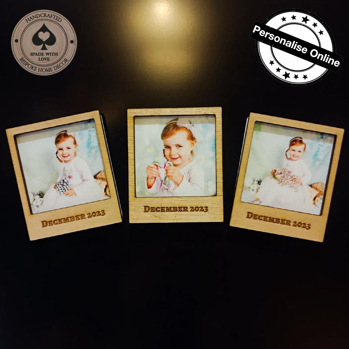Personalised Polariod Photo Magent with personalised text