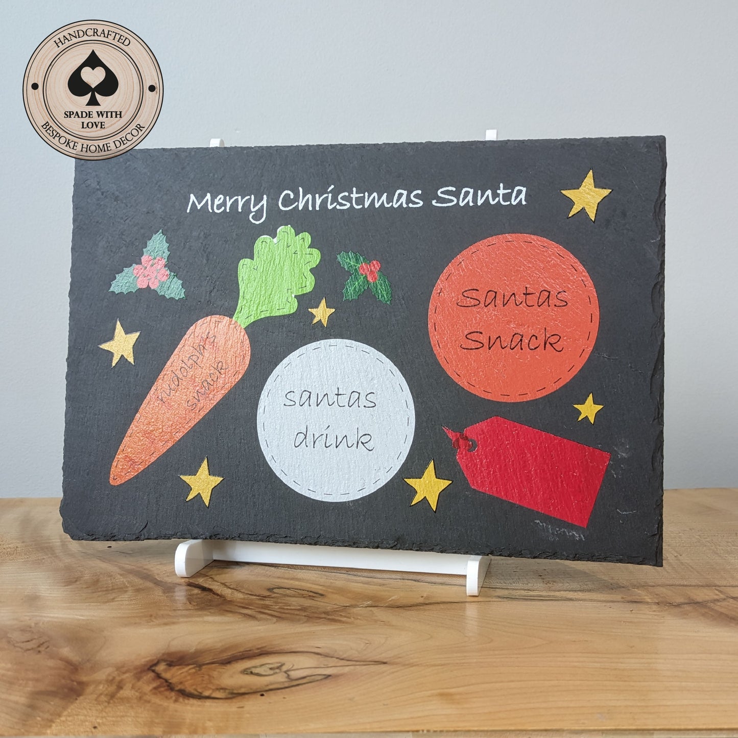Personalised Slate Santas Tray. Personalised Christmas Eve Tray