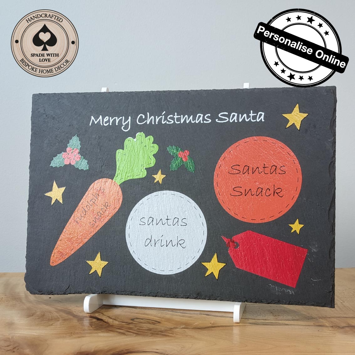 Personalised Slate Santas Tray. Personalised Christmas Eve Tray 3