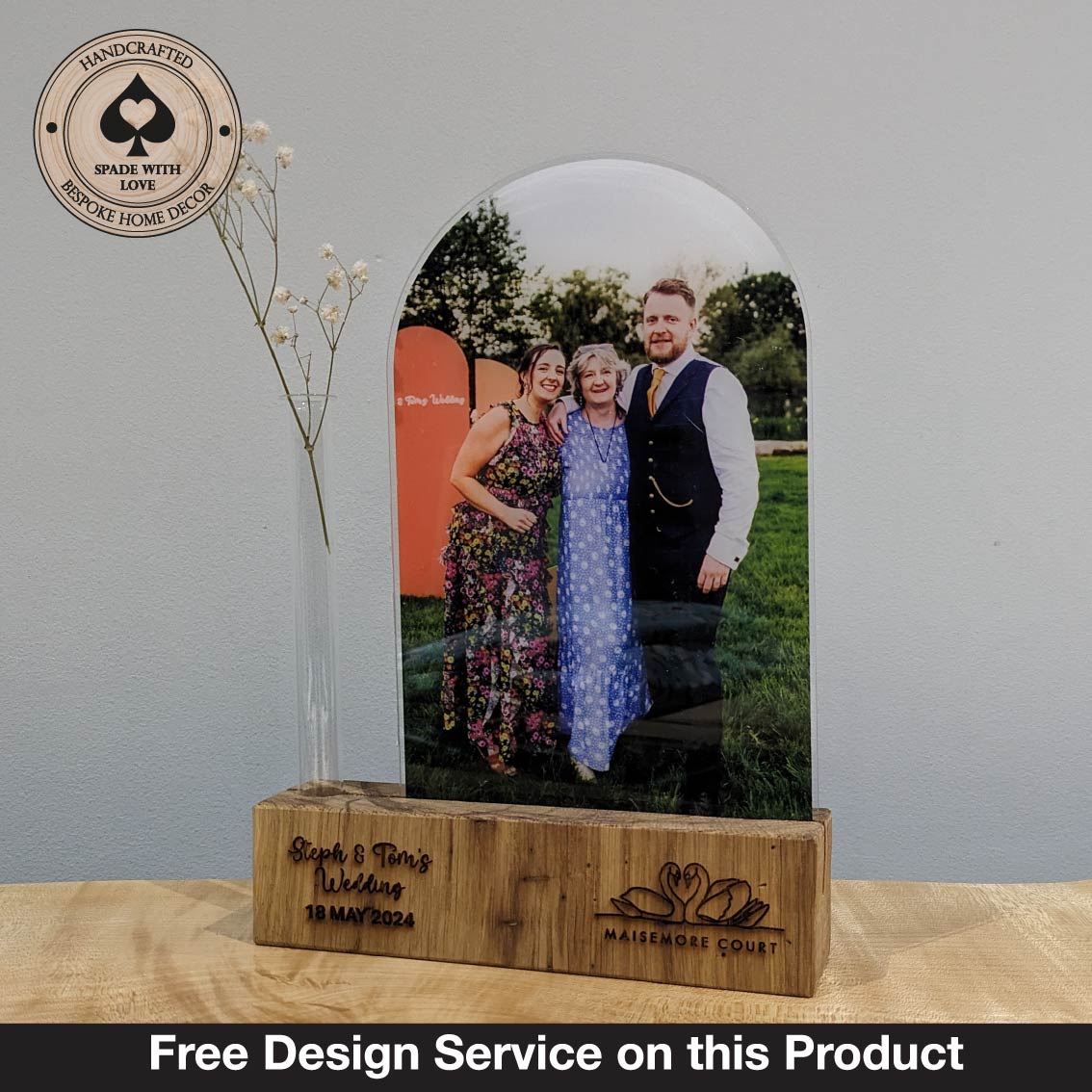 Personalised Engagement Gift - Photo Engagement Gift - Engagement Gift Vase - Free Design Service