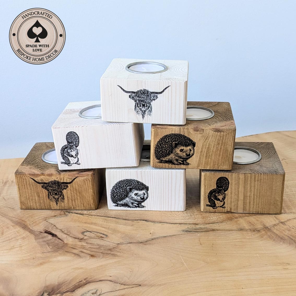 Pine Tealight Holders - Animal Tea light Holders - Any Animal Tea Lights - Custom Wooden Tea Light Holders
