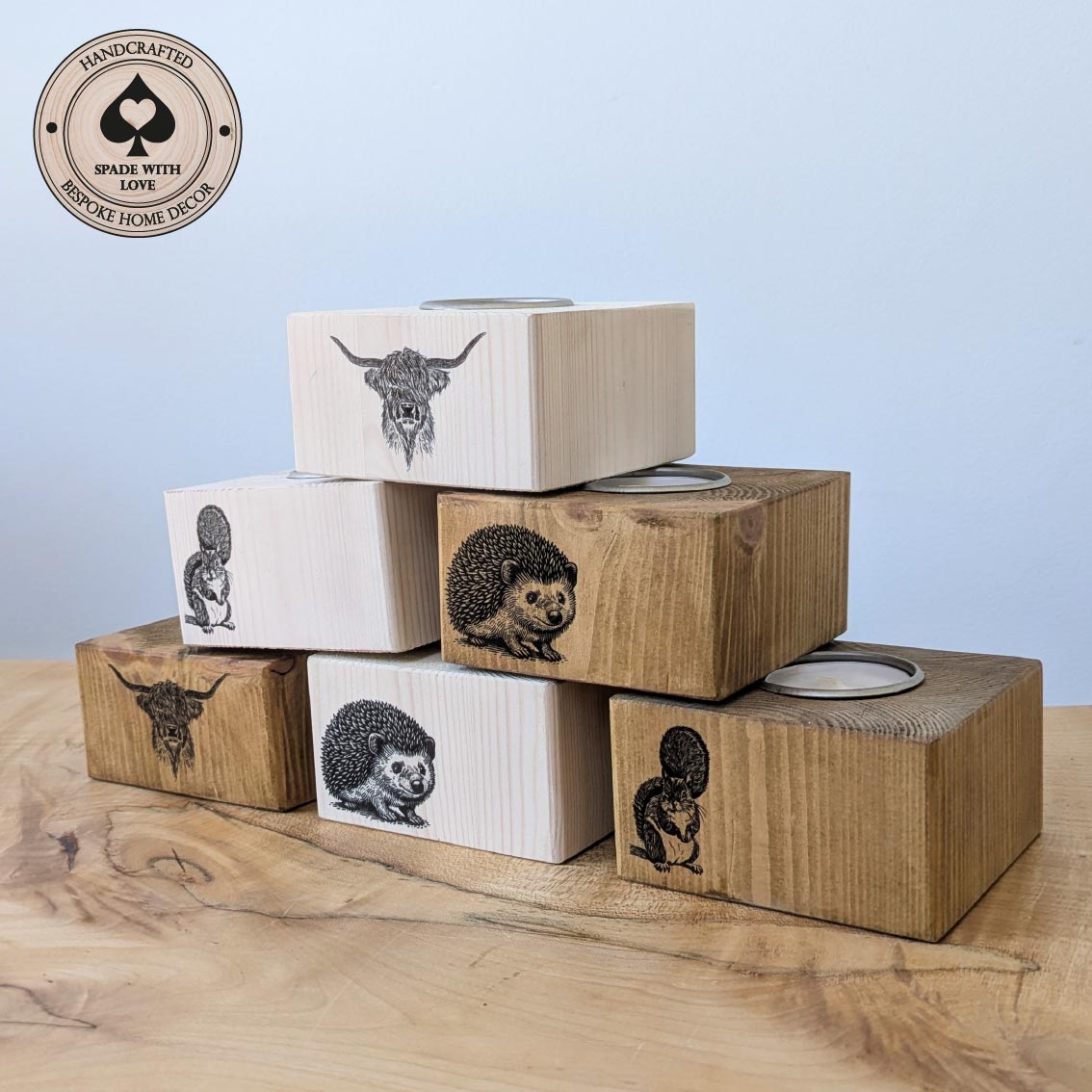 Pine Tealight Holders - Animal Tea light Holders - Any Animal Tea Lights - Custom Wooden Tea Light Holders