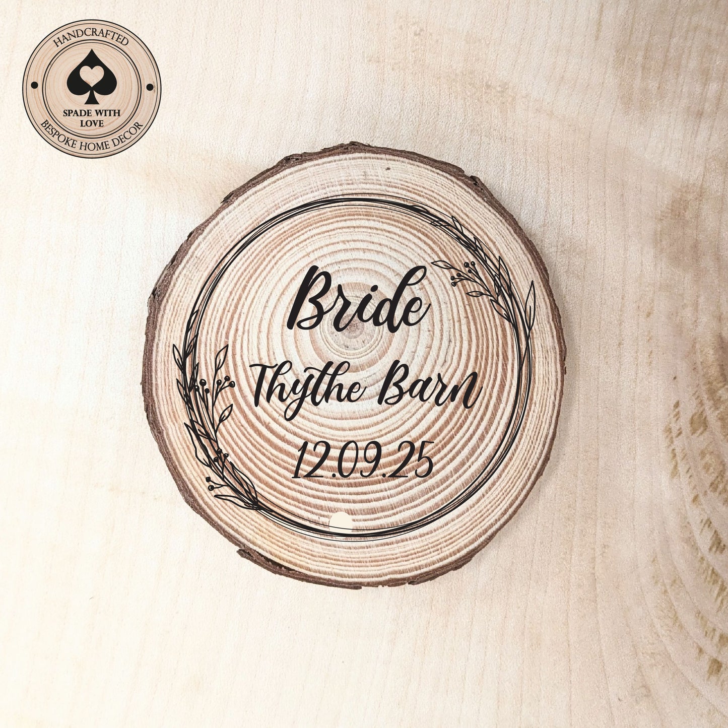 Rustic Wood Coaster Place Names - Personalised Wedding Place Names- Wedding Supplies