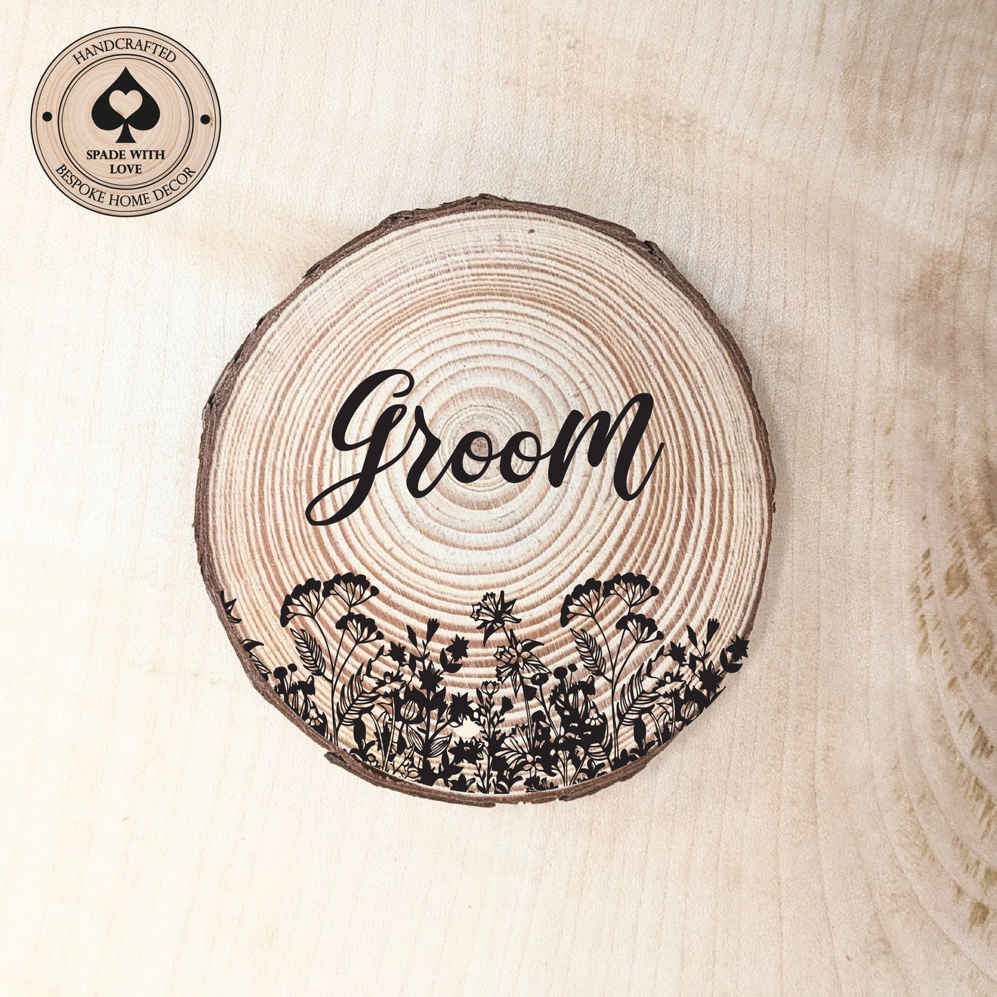Rustic Wood Coaster Place Names - Personalised Wedding Place Names- Wedding Supplies