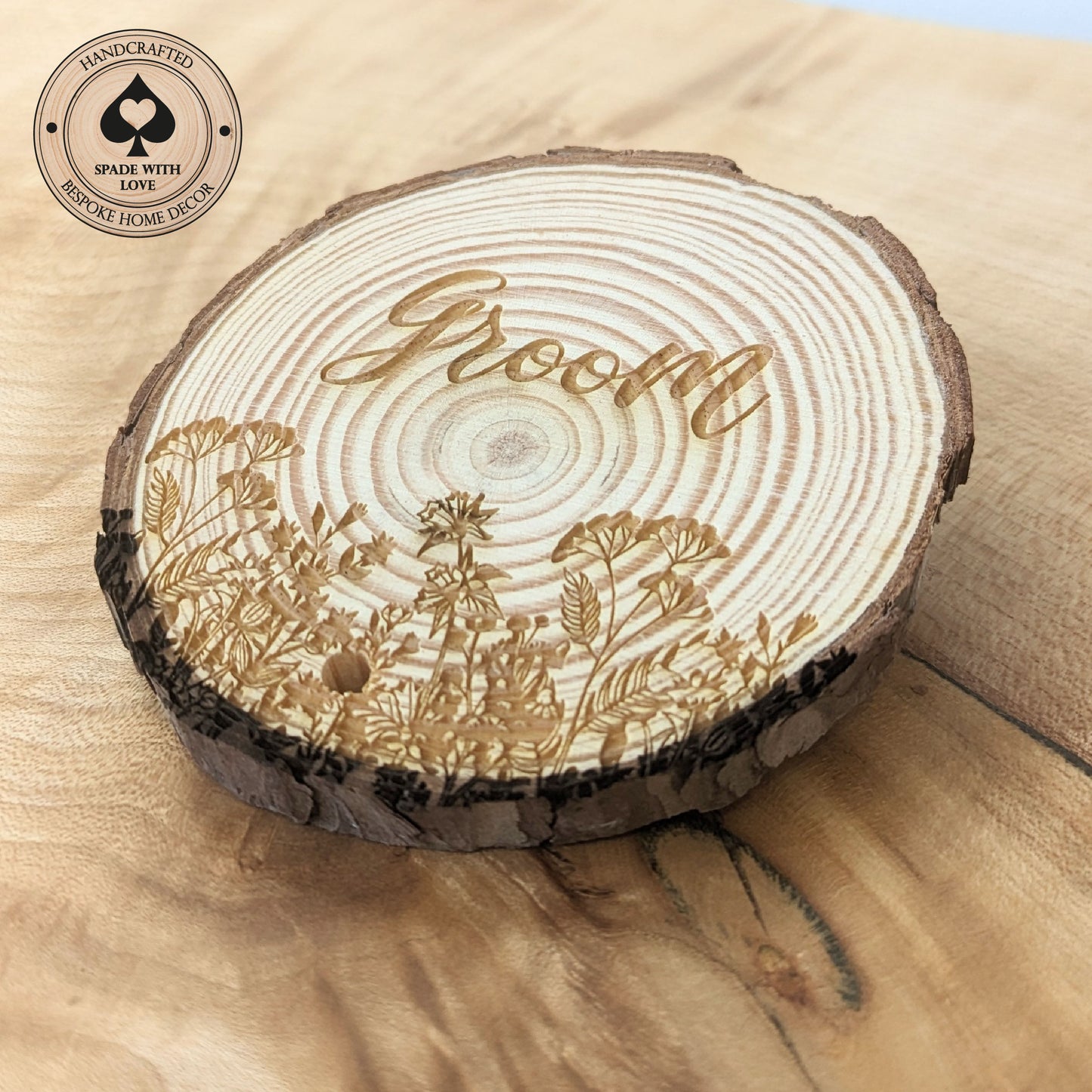 Rustic Wood Coaster Place Names - Personalised Wedding Place Names- Wedding Supplies