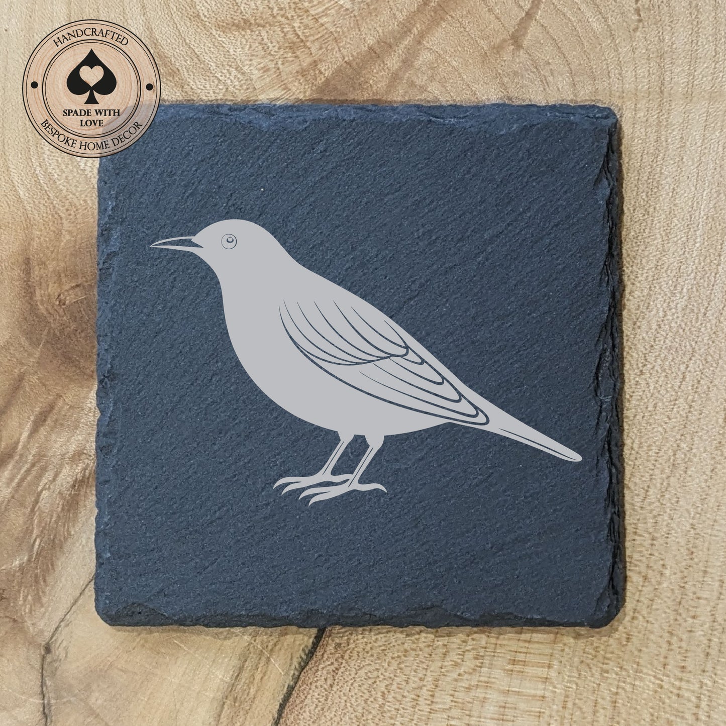 Slate Coasters - Blackbird Bird Laser Engraved Slate Coaster - UK Bird Coasters
