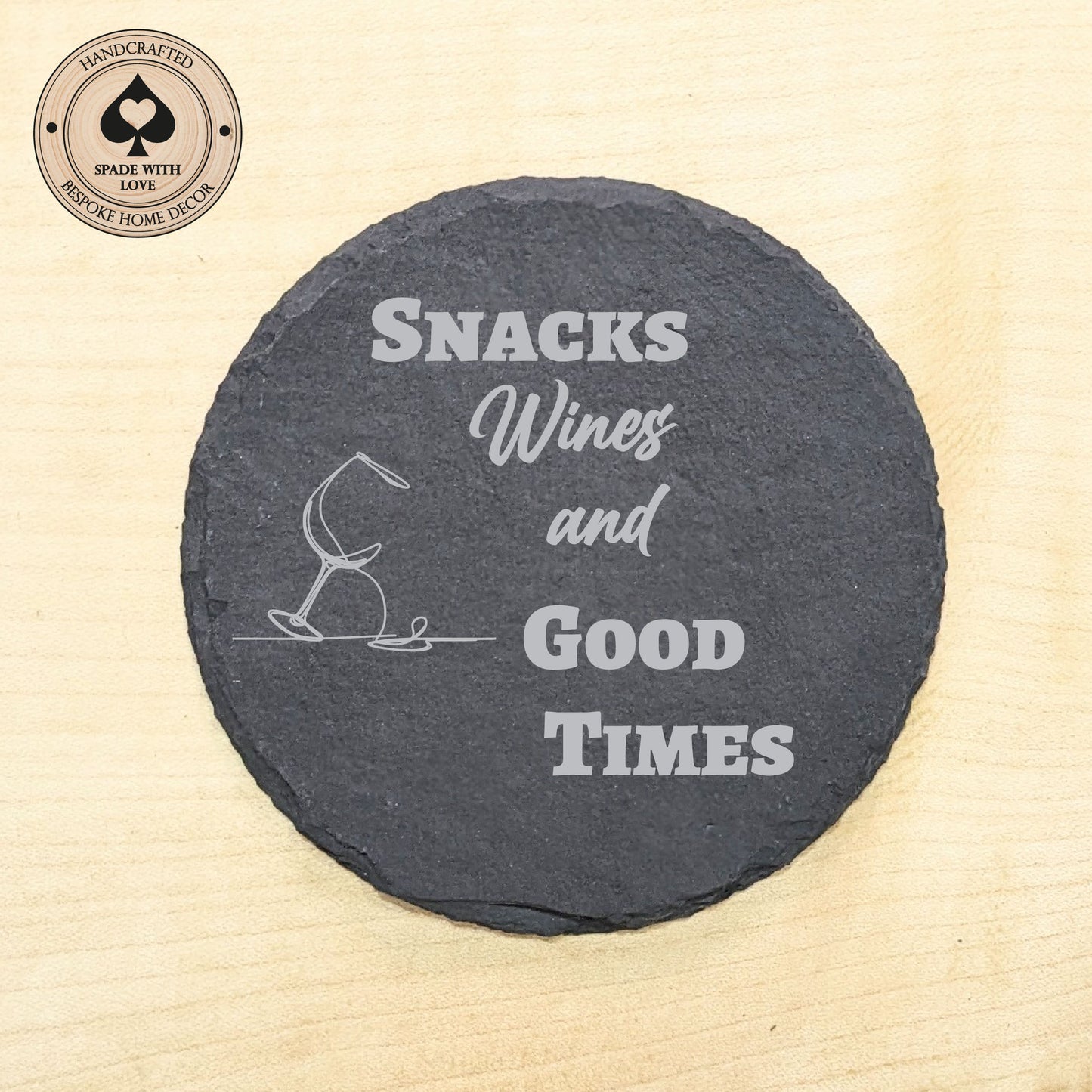 charcuterie wine glass toppers. Slate Wine Glass Toppers - Laser Engraved