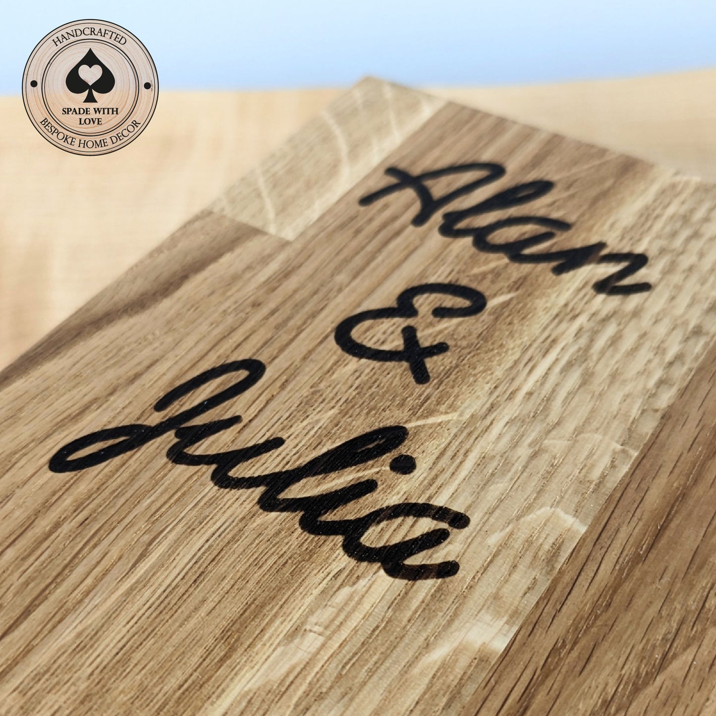 Solid Oak Personalised Chopping Board with Laser engraving and Resin Infill