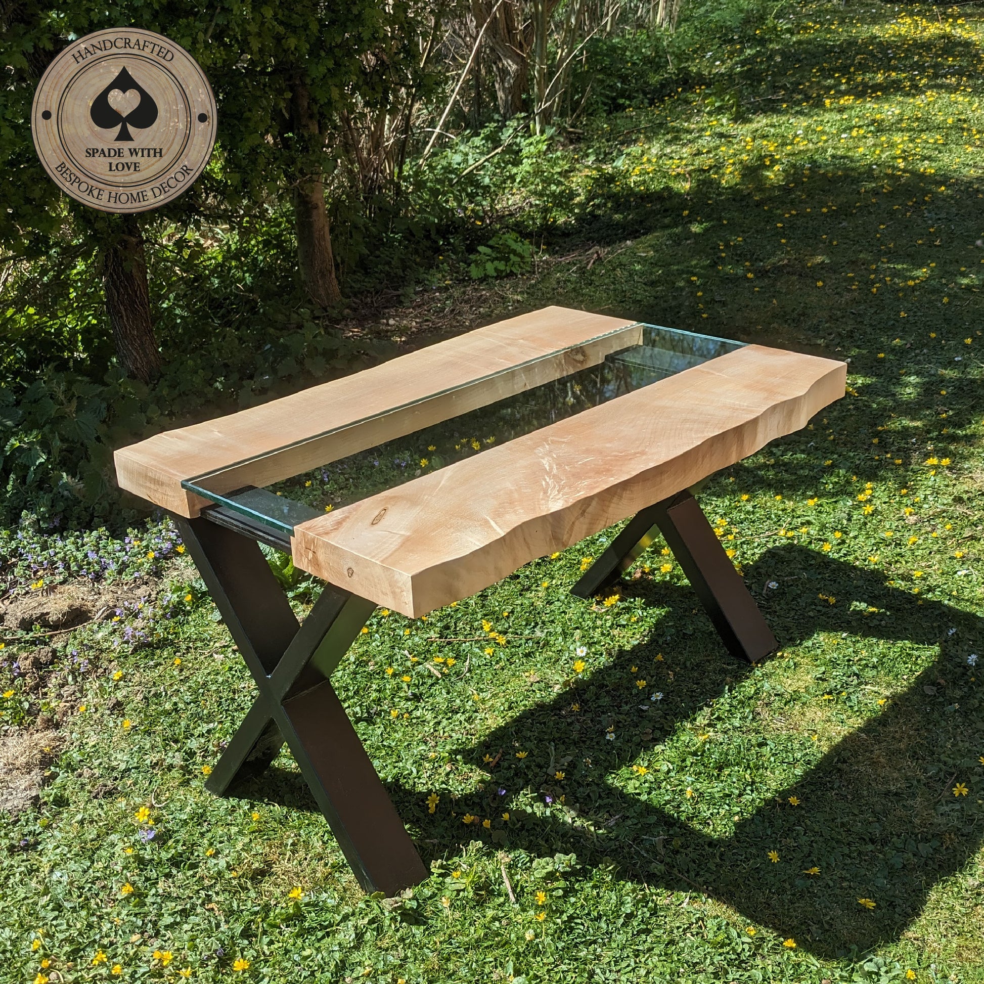 Solid Wood and Glass Coffee Table - Bespoke Made to Order. Custom Coffee Table