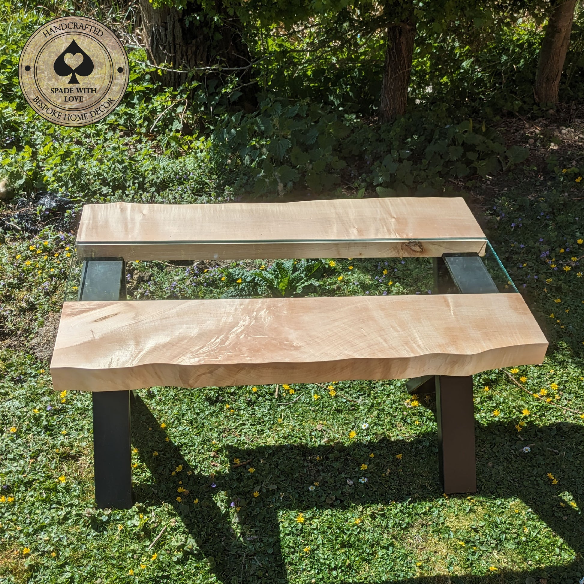 Solid Wood and Glass Coffee Table - Bespoke Made to Order. Custom Coffee Table