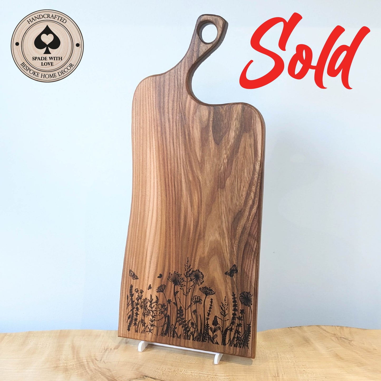 Solid Wood Serving Board - Personalised Serving Board - Custom Wooden Serving Board - Flower Serving Board