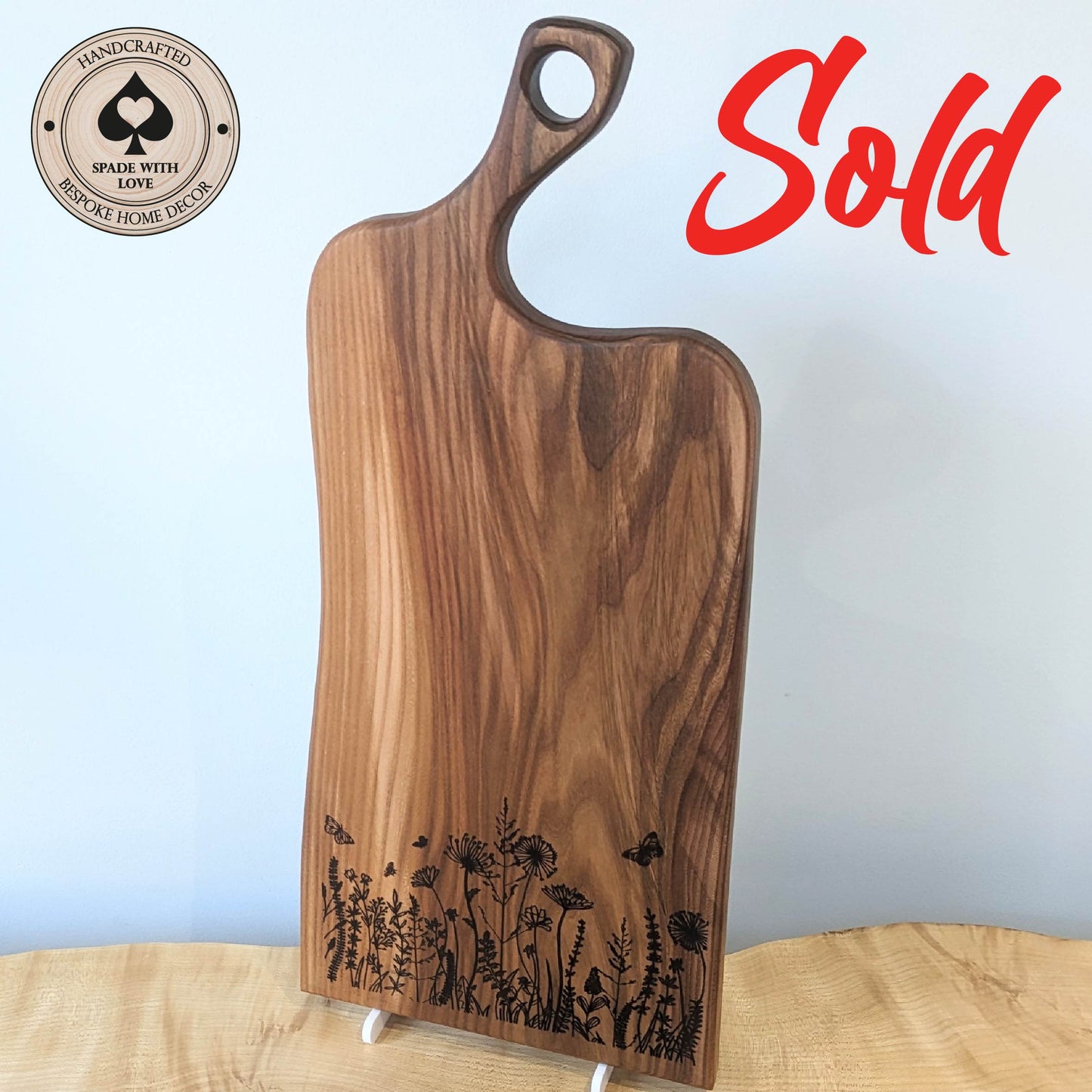 Solid Wood Serving Board - Personalised Serving Board - Custom Wooden Serving Board - Flower Serving Board
