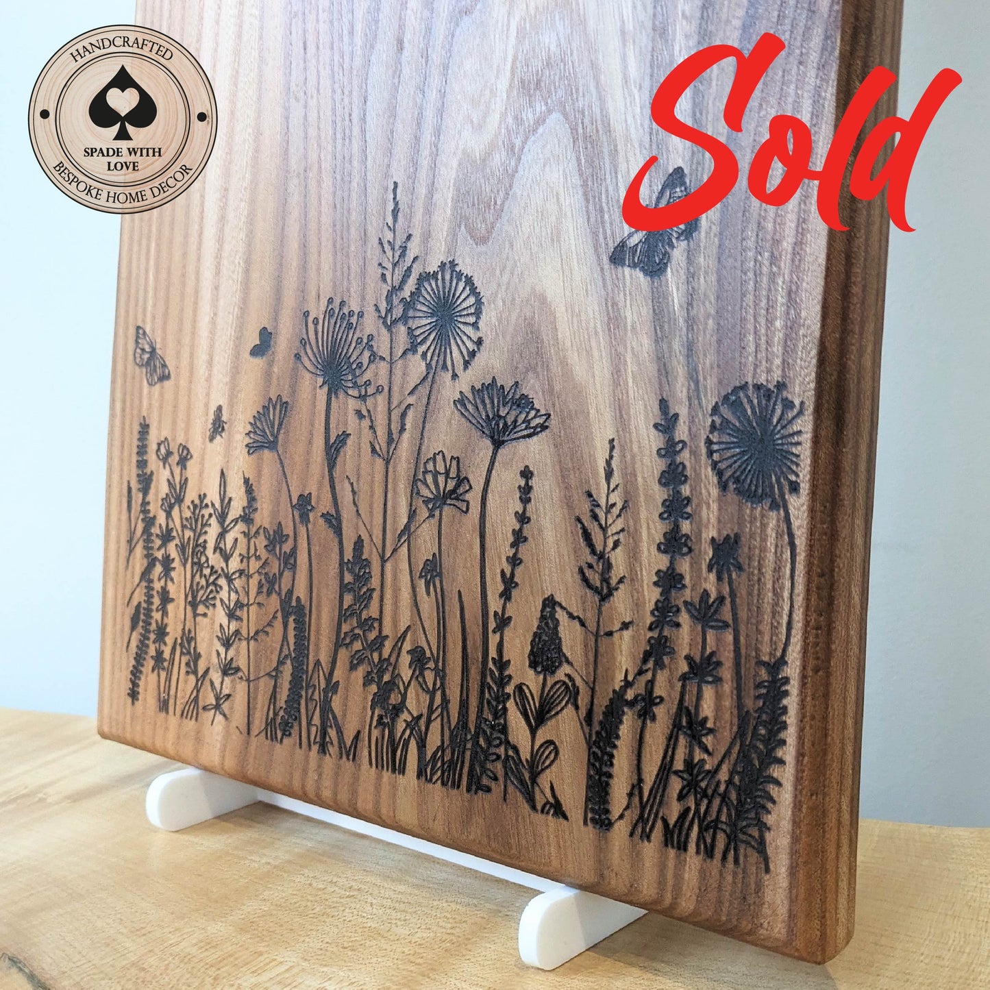 Solid Wood Serving Board - Personalised Serving Board - Custom Wooden Serving Board - Flower Serving Board