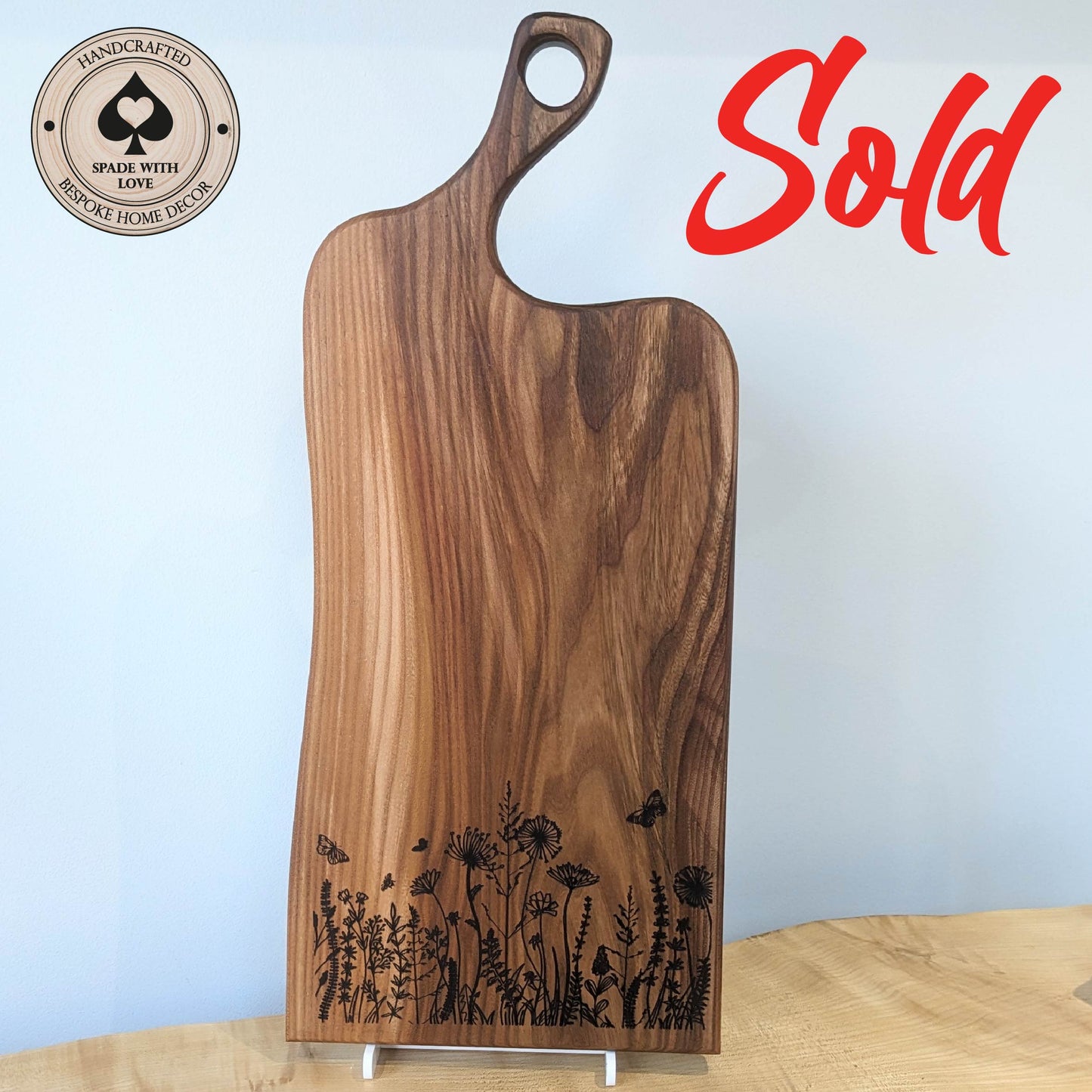 Solid Wood Serving Board - Personalised Serving Board - Custom Wooden Serving Board - Flower Serving Board