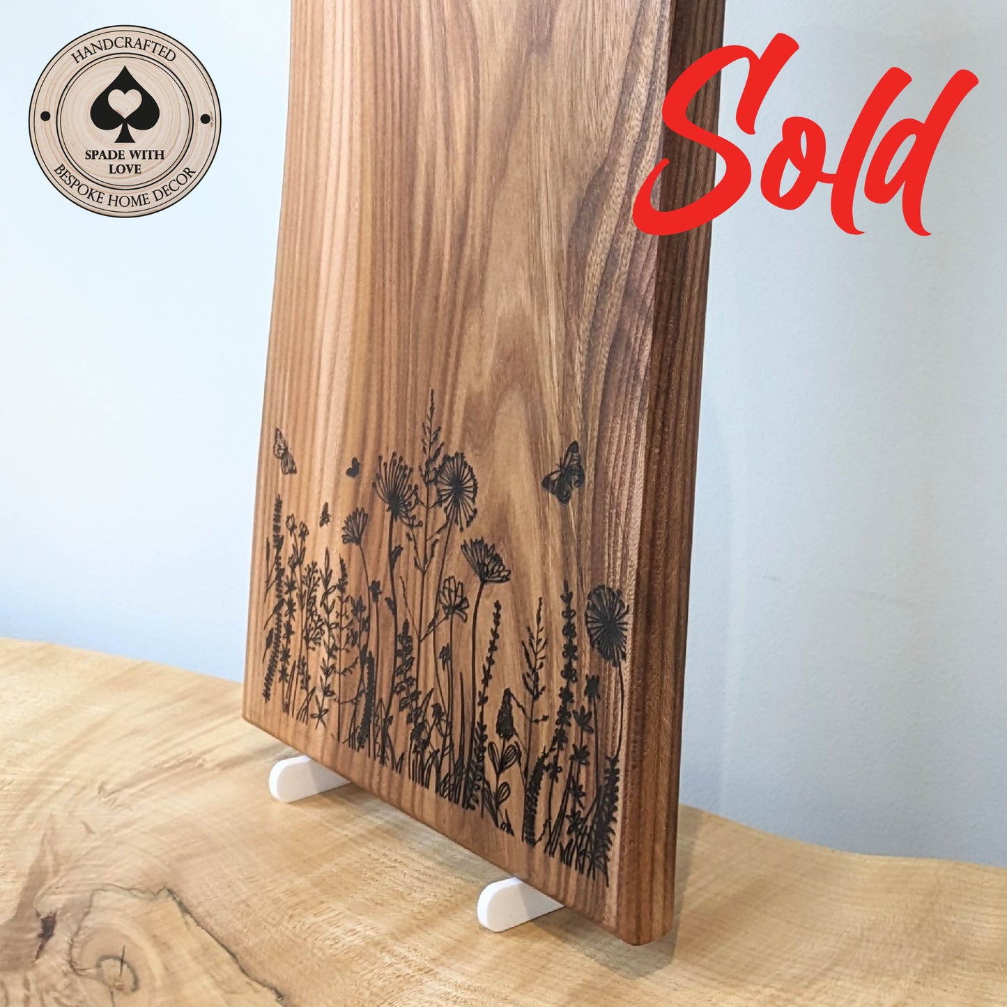 Solid Wood Serving Board - Personalised Serving Board - Custom Wooden Serving Board - Flower Serving Board
