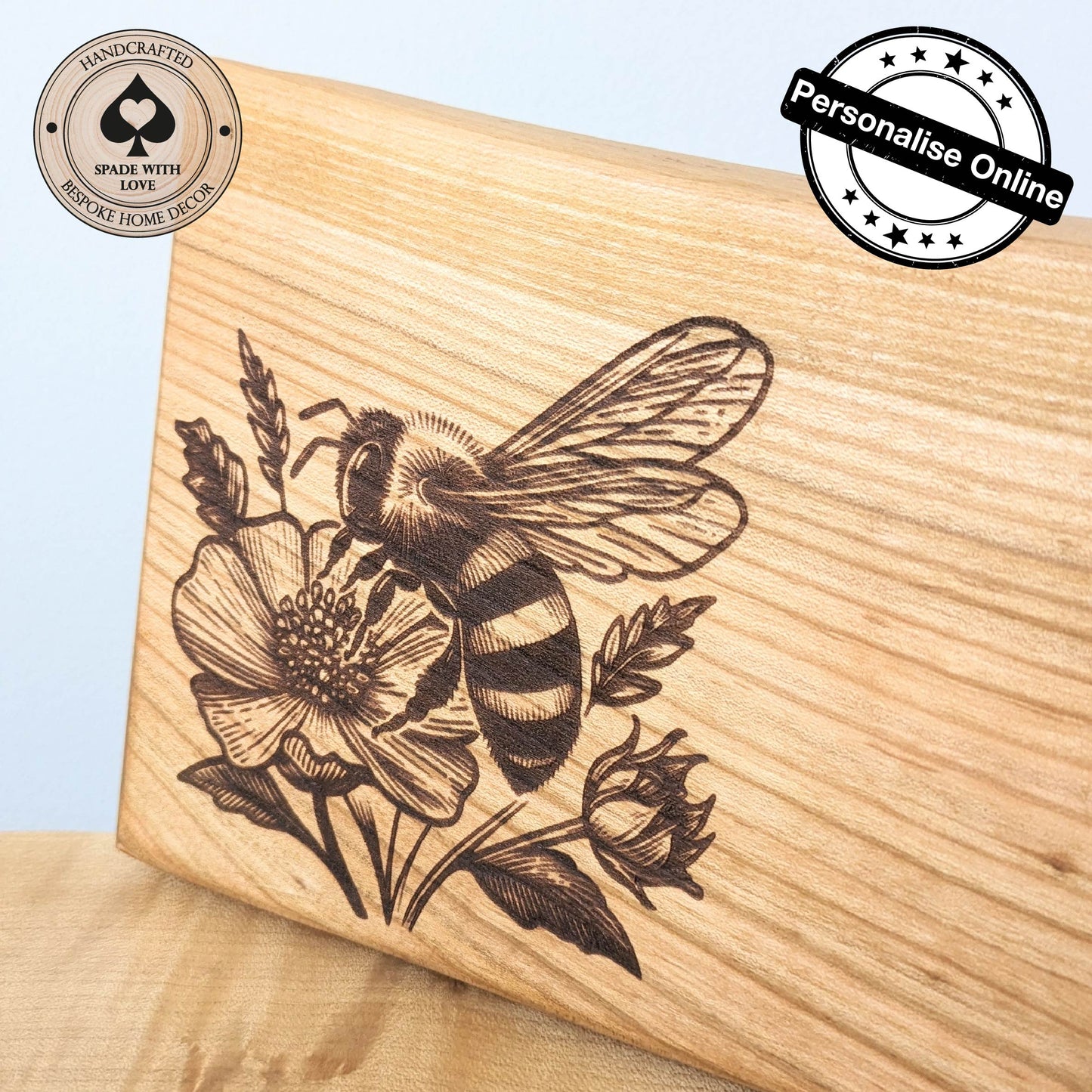 Solid Wood Serving Board - Personalised Serving Board - Custom Wooden Serving Board - Add your Name Board - bee serving Board