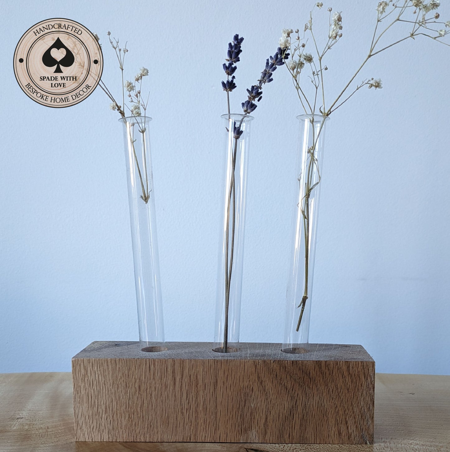 Solid Oak - Flower Test Tube Holder - Custom Engraving