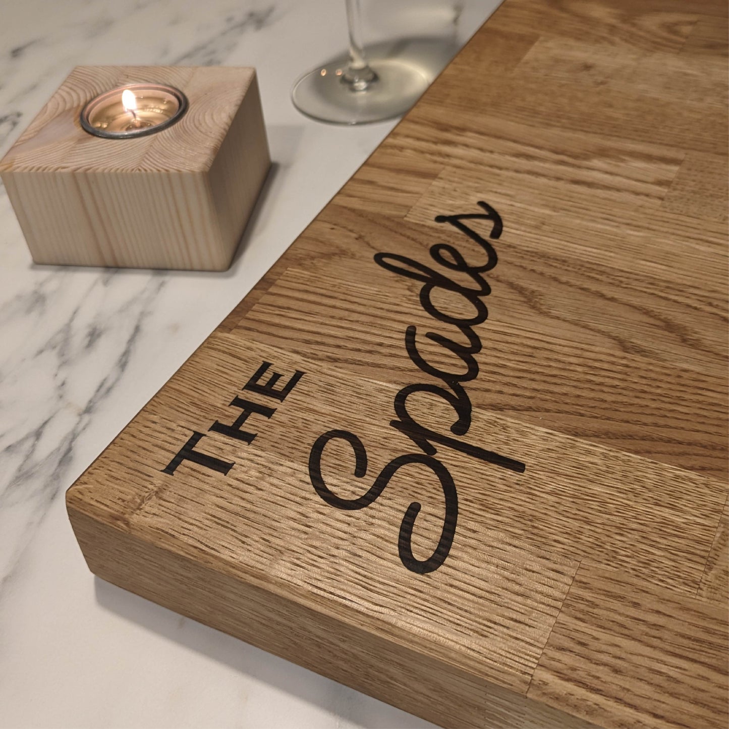 Solid Oak Personalised Chopping Board with Laser engraving and Resin Infill