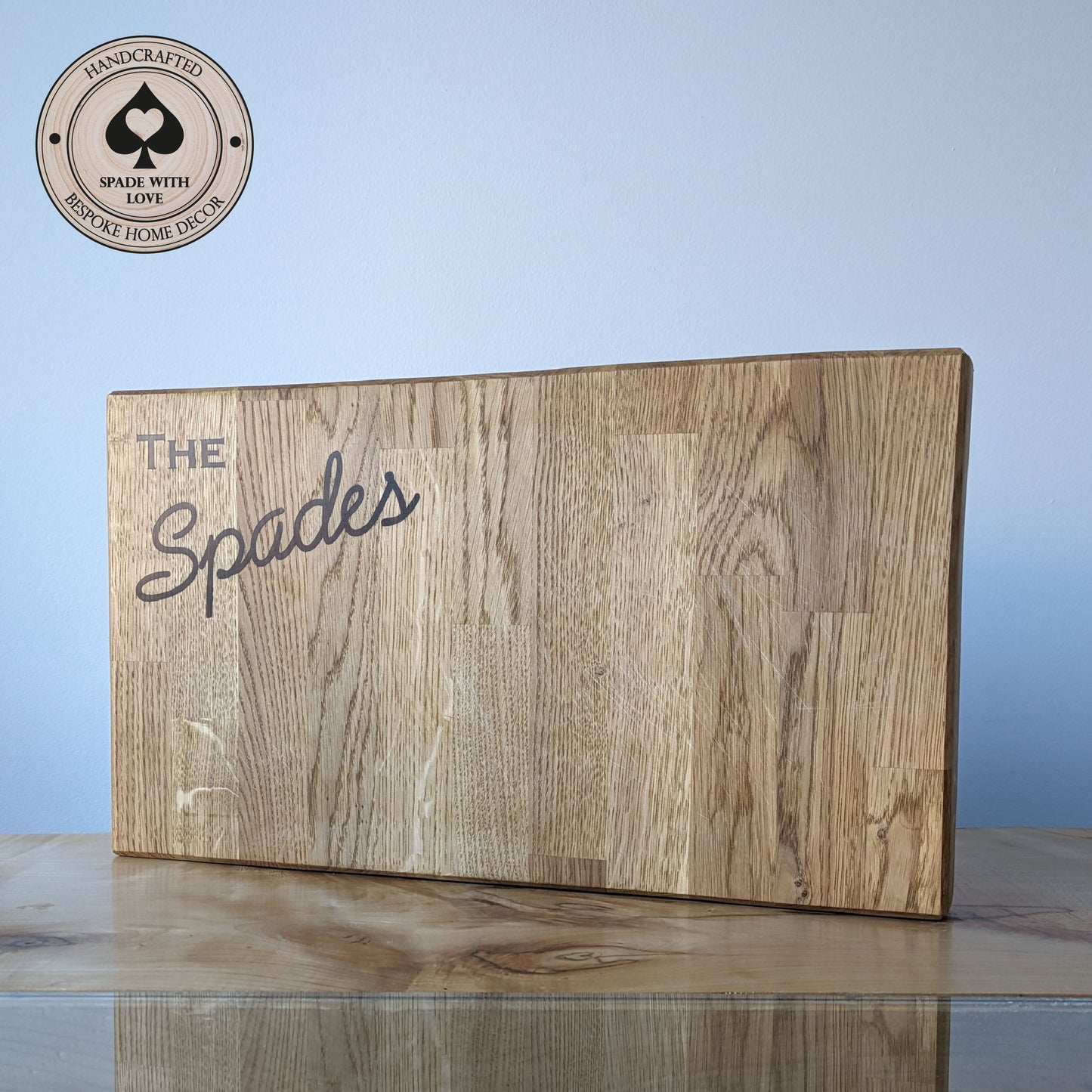 Solid Oak Personalised Chopping Board with Laser engraving and Resin Infill