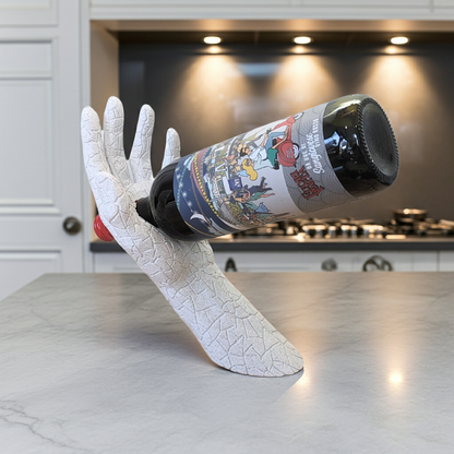 3d Printed Hand Wine Bottle Holder - Floating Wine Bottle - White