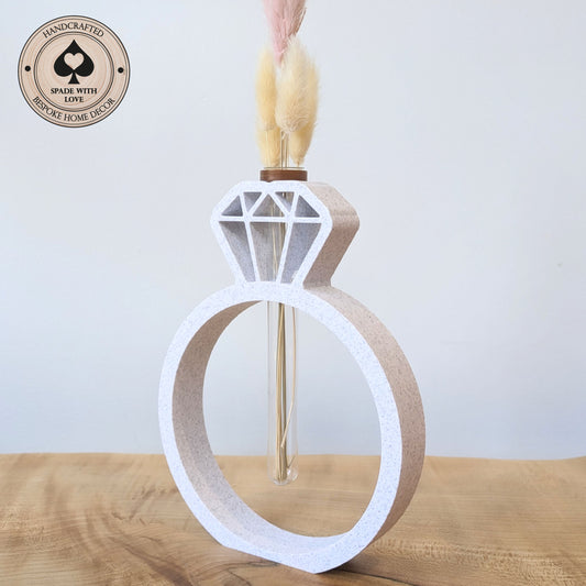 3d Printed Personalised Engagment Gift Flower Holder - white - black - pink - blue - grey-