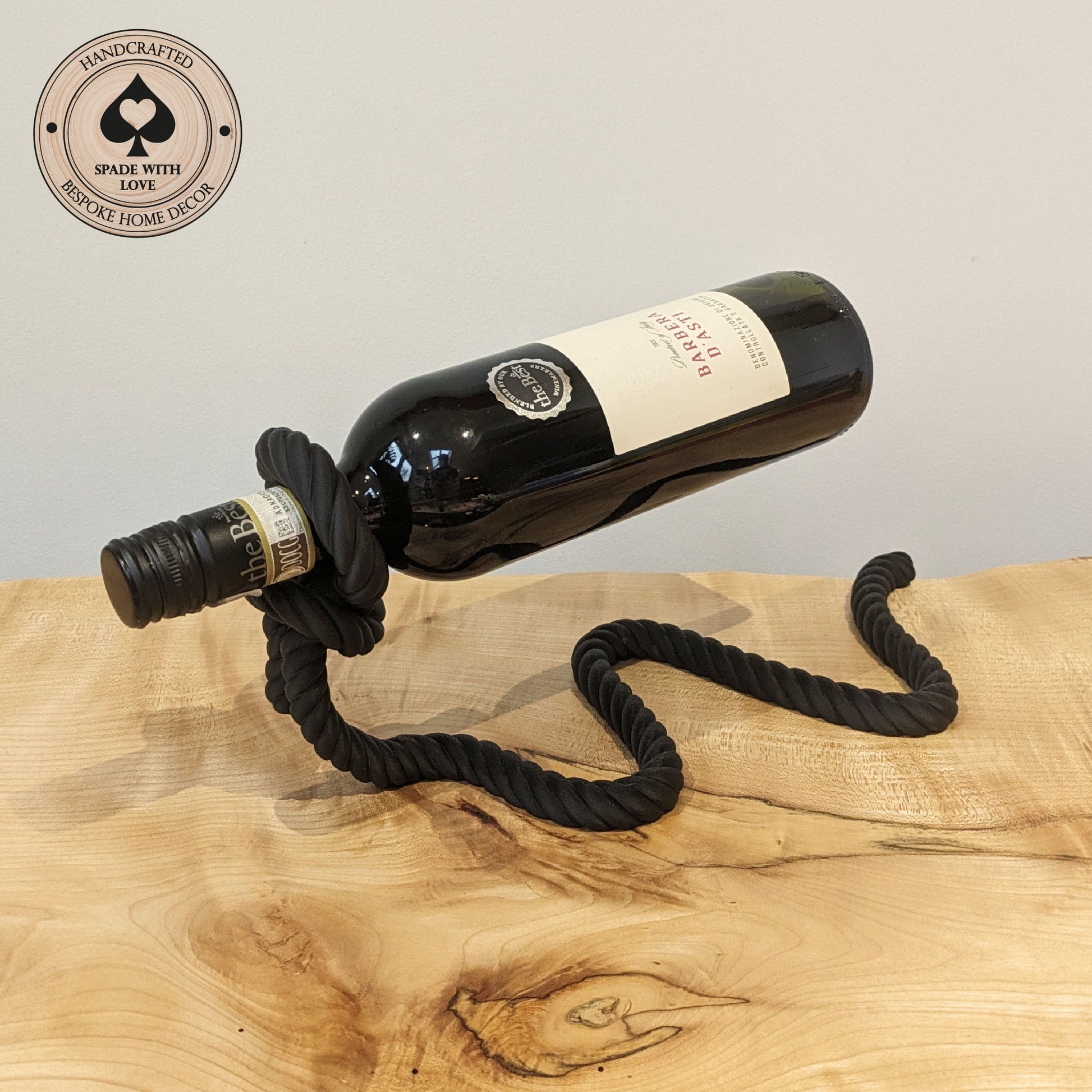 3d Printed Rope Wine Bottle Holder - Floating Wine Bottle - Black